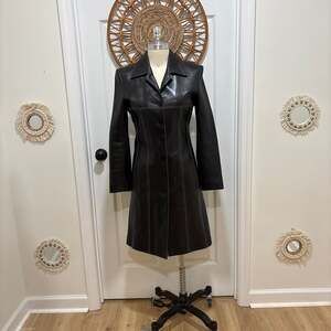 Michael Hoban North Beach Leather Black Coat with Contrast Stitching